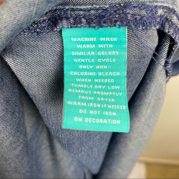 Aztec Chambray Zip Front Embroidered Maxi Dress House Lounger Dress Size M - Picture 8 of 12